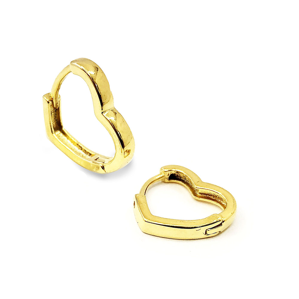 Dupla de Argolinhas Formato Coração Banhado à Ouro