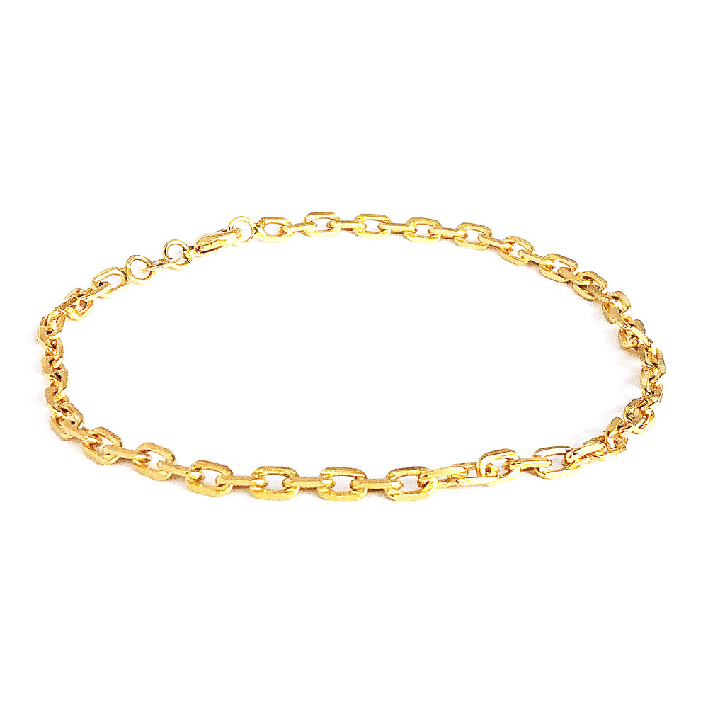 Pulseira Elo Cadeado Curto Diamantado Banhado à Ouro, com banho de 10 milésimos.