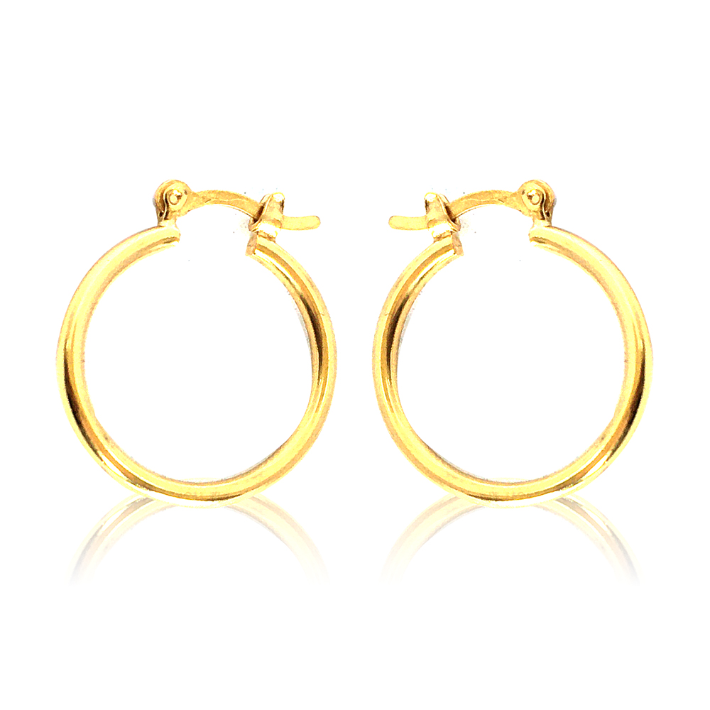 Brinco Argola 20mm Fecho Italiano Banhado à Ouro, com banho de 5 milésimos.