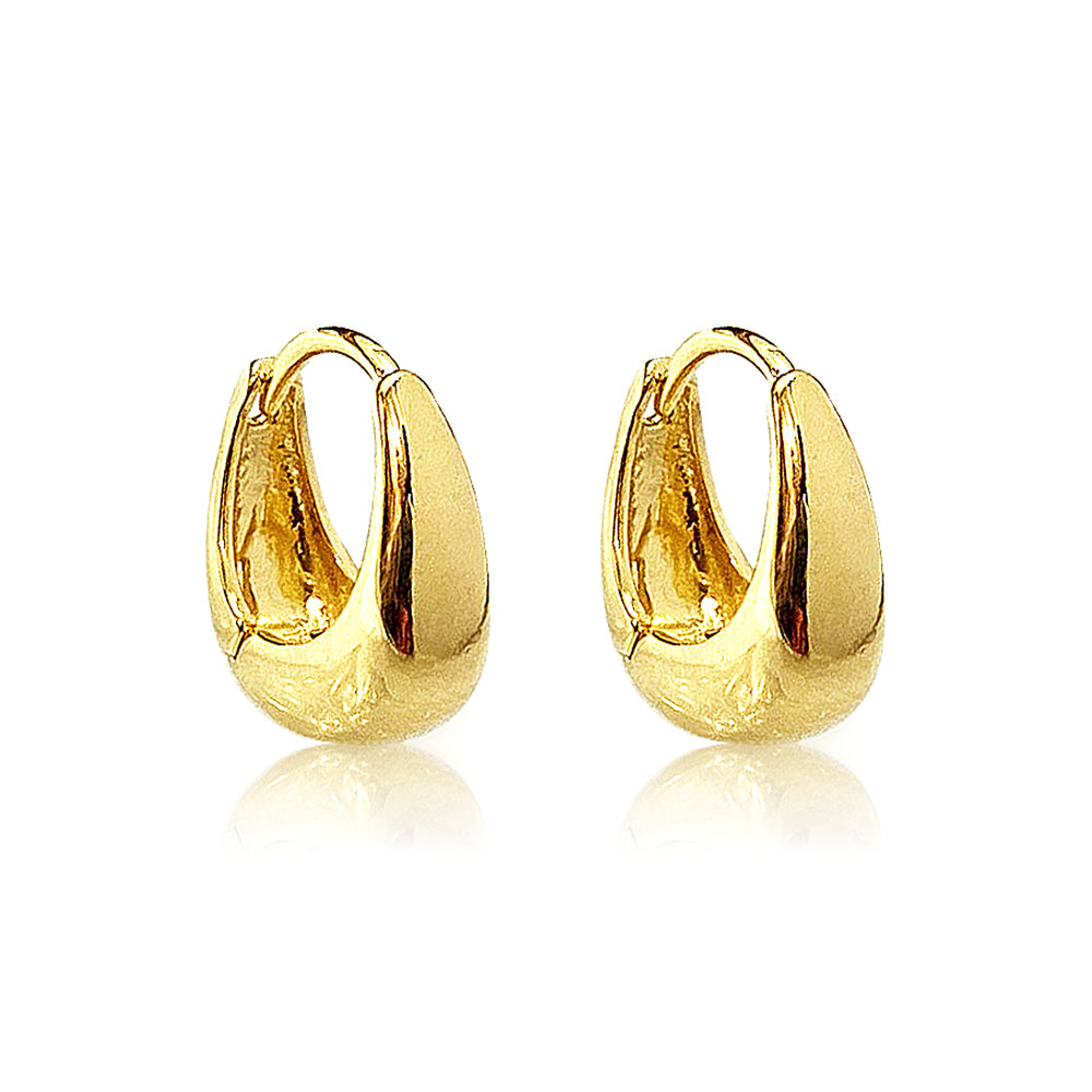 Argolinha 16x7mm Formato Gota Banhado à Ouro - Ouro